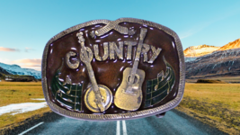 1976 Country music themed Vintage belt buckle -  by Indiana Metal Craft. - £10.08 GBP