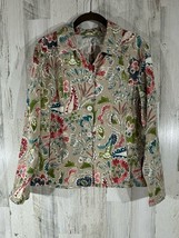 Chicos Jacket Size 1 or Medium Watercolor Multicolor Floral Pockets Soft - $34.62