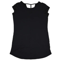 allbrand365 designer Womens Activewear Short Sleeve V Back Tunic, X-Small, Black - £19.77 GBP