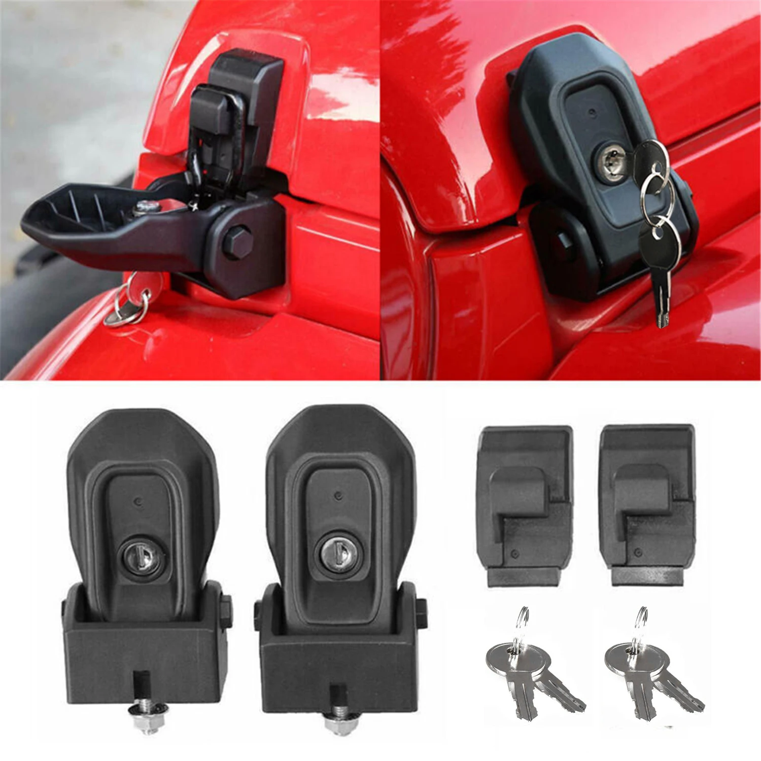 Car Hood Catch Latches Locking Hood Catch Decaration with Key 2018-2023 for Jeep - £30.48 GBP+