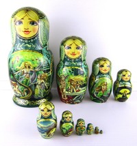 Matryoshka Nesting Dolls 9.8&quot; 10 Pc., Mermaid Fairytale Hand Made Russian 966 - £487.47 GBP