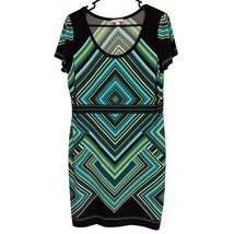 Dana Buchman Dress Size 16 XL Extra Large Pullover Geometric Black Blue ... - $13.49