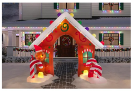 Gingerbread House Arch Candy Cane Gum Drops LED Giant 8 ft Inflatable FAST SHIP - £276.48 GBP
