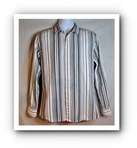 Corduroy G2000 Blu Men’s M Striped button shirt Retro Vintage - £9.30 GBP