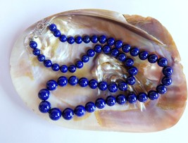 Natural Blue Lapis Lazuli Beaded Necklace, Fancy Beads Necklace - £199.83 GBP