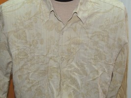 Men&#39;s LARGE Tommy Bahama Long Sleeve Shirt Lyocell blend BEIGE floral st... - $16.19