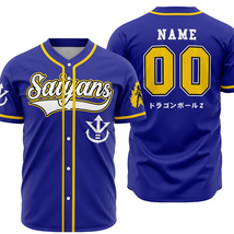 Custom Baseball Jersey Anime Shirt Dragon Ball Saiyan Vegeta Costume Kid... - $26.99+