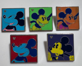 2010 Disney Hidden Mickey Andy Warhol Style Neon Mickey 5 Pin Set - £18.09 GBP
