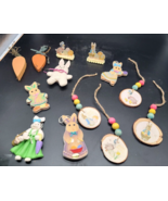 Spring/Easter   Wood Hanging Bunnies Bunny Rabbit With Wood Beads - €13,90 EUR