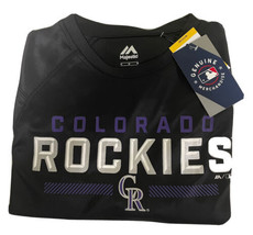Majestic Colorado Rockies Team Logo Men&#39;s T- Shirt 100% Authentic Black - £10.14 GBP