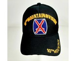 US Army 10th Mountain Division Men&#39;s Ball Cap Hat Black Acrylic Embroidered - £10.32 GBP