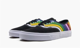 VANS Authentic Refract Pride Wide Rainbow Stripes Black Canvas Mn&#39;s Shoes 12 NEW - £55.31 GBP