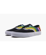 VANS Authentic Refract Pride Wide Rainbow Stripes Black Canvas Mn's Shoes 12 NEW - £54.56 GBP
