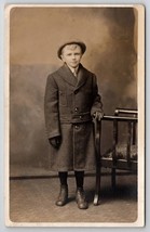 RPPC Dapper Little Dude Paul Coat Hat Gloves 1914 Studio Photo Postcard F23 - £7.94 GBP