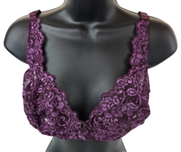 Cacique Bra 38DD Full Coverage Lace Bryant  Sheer Lace Mesh Eggplant Purple - $19.79