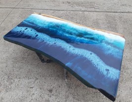 Ocean Epoxy Live Edge River Dining Table Conference Indoor Furniture Hom... - $515.00+