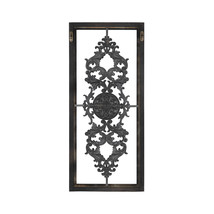 Distressed White And Turquoise Framed Scroll Metal Panel - $77.48