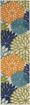 2&#39; X 8&#39; Ivory And Blue Floral Indoor Outdoor Area Rug - £78.62 GBP
