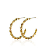 New Gold Plated Women Stud Earring Braided Round Shape Engagement Jewelry - £6.17 GBP