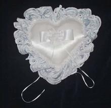Organza Flower Heart Shaped Ring Bearer Wedding Pillow - £14.99 GBP