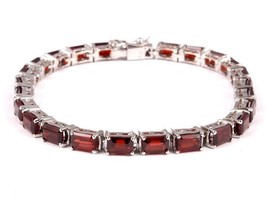 Natural Granate Pulsera 5x7MM Octágono 26CT Granate Tenis Brazalete 925 ... - £104.32 GBP