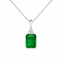 ANGARA 8x6mm Natural Emerald Pendant Necklace with Diamond in Silver for Women - £1,099.11 GBP+