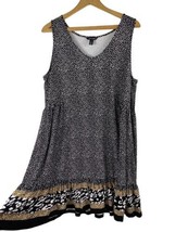 Tribal 1X Dress Stretch Knit Swing Animal Print Black &amp; White Leopard Ch... - £36.32 GBP