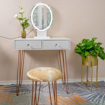 Dressing Table White Vanity Set with 3-Color Dimmable Lighted Mirror - $211.12