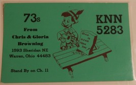 Vintage CB Ham radio Amateur Card KNN 5283 Warren Ohio Pinocchio  - £3.93 GBP