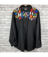 Ozark Mountain Jean Co. Vtg Western Shirt Black With Color Block Peekabo... - £39.24 GBP