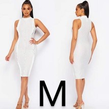 White Sheer Knit Mock Midi Dress~Size M - £22.71 GBP
