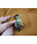 (Y-BIR-CA-452) Cardinal green orange bird gemstone STONE figurine Peru c... - $10.49