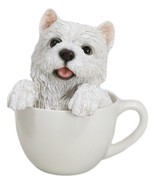 Realistic White Westie Dog in Teacup Statue 6&quot;H Pet Pal West Highland Te... - $589.02 MXN