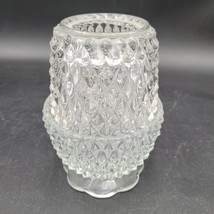 Vintage Indiana Glass Fairy Lamp Light Clear Diamond Point Footed MCM Retro - £13.87 GBP