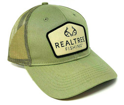 REALTREE FISHING PATCH GREEN CURVED BILL MESH TRUCKER SNAPBACK HAT CAP O... - $11.35