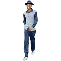 Men&#39;s MONTIQUE Two Piece Set Walking Leisure Suit 2367 Navy Checkers - £76.44 GBP