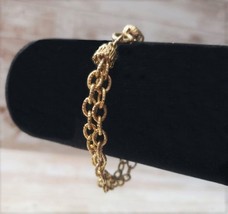 Vintage Bracelet / Bangle Gold Tone Double Chain Bracelet - $15.99