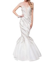 Terani Couture Plunging V-Neck Prom Dress Ivory - $8,436.16 MXN