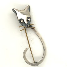 Vintage Sign Sterling Delfino Mexico Taxco Modernist Intricate Kitty Cat Brooch - £39.34 GBP