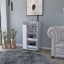 Bar Cart with Two-Side Shelves Beaver, Glass Door and Upper Surface, White - $210.58