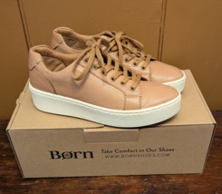 Born Mira Leather Sneaker Women&#39;s Size 8M Natural Tan Taupe Comfort Open... - £74.37 GBP