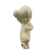 Vtg White Ceramic Collectible A Boy Playing Fetch With His Dog - $168.21 MXN