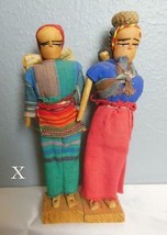 Peru  Folk Art Dolls Set of 2 Hand Made 9&quot;  Man Woman and Baby X - £15.03 GBP