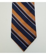 Paul Frederick 100% Silk Tie Striped Blue Orange Hand Made Necktie - £10.11 GBP
