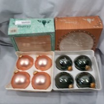 8 Vintage Christmas by Krebs Large Ornaments Boxed 4 Pink 4 Green Made in USA - £14.86 GBP