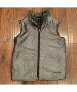 Guess Womens Vest Gray Zip Up Reversible Mock Neck Faux Fur Lined Pockets S - $24.74
