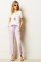 NWT ANTHROPOLOGIE LACED LILAC LINEN CARGOS PANTS by HEI HEI 26 - £40.05 GBP