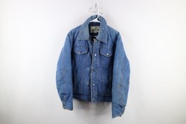 Vintage 70s Streetwear Mens Medium Distressed Puffer Denim Jean Trucker ... - £78.91 GBP