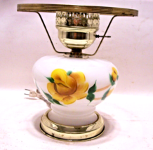 Vintage 1960s Hurricane Milk Glass Lamp Yellow Flowers Gone with the Wind - Base - £23.33 GBP