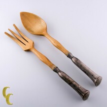 Antigüedad Monogramed Eduardiano Ensalada Porciones Juego Plata de Ley M... - $2,037.19 MXN